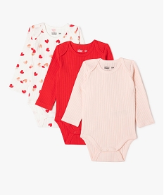 GEMO Body manches longues et col américain à côtes bébé (lot de 3) Beige