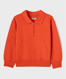 GEMO Sweat avec col polo zippé garçon orange standard
