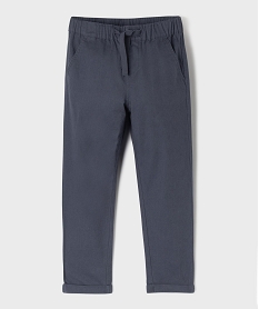 GEMO Pantalon chino en coton et lin avec taille ajustable garçon bleu standard