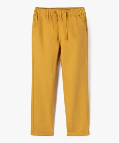 GEMO Pantalon chino en coton et lin avec taille ajustable garçon jaune standard