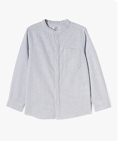 GEMO Chemise manches longues à col mao et rayures garçon bleu standard