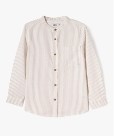 GEMO Chemise manches longues à col mao et rayures garçon beige standard