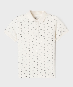 GEMO Polo manches courtes à micro motifs garçon blanc standard