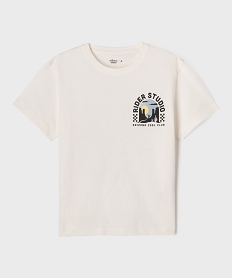 GEMO Tee-shirt manches courtes avec motif poitrine garçon blanc standard