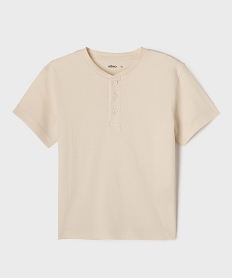 GEMO Tee-shirt manches courtes col tunisien garçon beige standard
