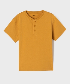 GEMO Tee-shirt manches courtes col tunisien garçon jaune standard