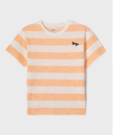 GEMO Tee-shirt manches courtes à larges rayures garçon Orange