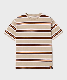 GEMO Tee-shirt manches courtes à rayures garçon marron standard