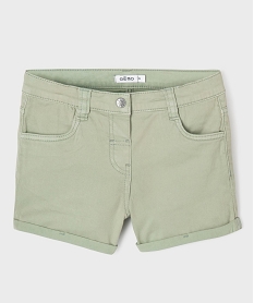 GEMO Short en coton stretch avec revers fille kaki standard