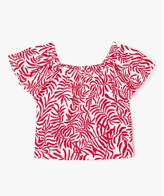 GEMO Blouse imprimée à manches courtes avec col modulable fille Rouge