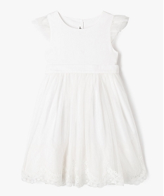 GEMO Robe de cérémonie en coton et tulle fille Blanc
