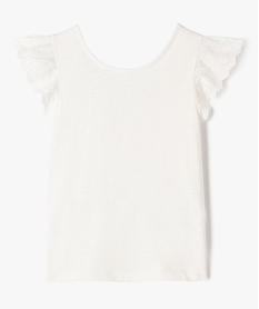 GEMO Tee-shirt manches courtes en broderie anglaise et dos fantaisie fille blanc standard