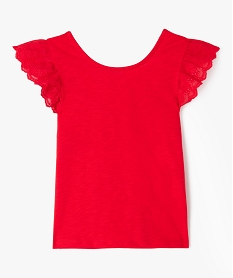 GEMO Tee-shirt manches courtes en broderie anglaise et dos fantaisie fille rouge standard