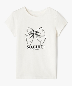 GEMO Tee-shirt manches courtes avec motif girly fille blanc chine