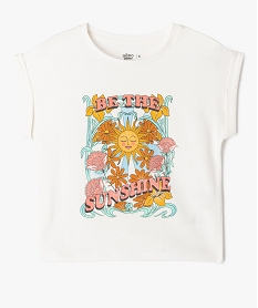 GEMO Tee-shirt manches courtes imprimé fille blanc chine