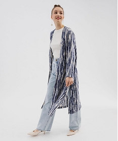 GEMO Blouse longue manches 34 en viscose tie-and-dye femme bleu standard