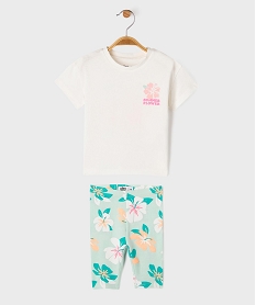 GEMO Ensemble 2 pièces bébé fille tee-shirt et legging Blanc