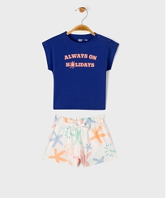 GEMO Ensemble 2 pièces bébé fille tee-shirt et short bleu standard