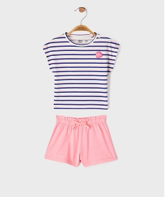 GEMO Ensemble 2 pièces bébé fille tee-shirt et short Blanc