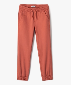 GEMO Pantalon jogger en twill de coton taille élastique garçon rouge vif