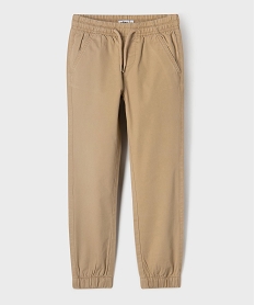 GEMO Pantalon jogger en twill de coton taille élastique garçon Beige