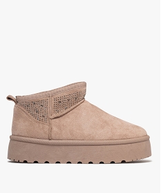 GEMO Boots fourrés avec strass et semelle plateforme femme - Claudia Ghizzani Beige