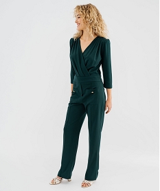 GEMO Combinaison pantalon avec décolleté drapé femme vert standard