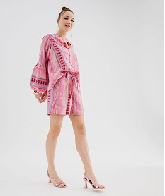 GEMO Blouse à manches longues bouffantes femme Rose