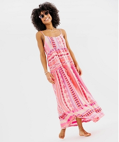 GEMO Robe longue et ample à fines bretelles femme Rose