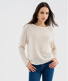 GEMO Pull léger en maille ajourée femme blanc chine