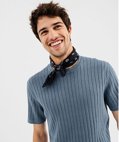 GEMO Tee-shirt manches courtes en maille côtelée homme orage