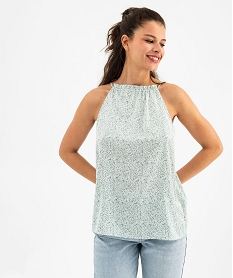 GEMO Blouse emmanchures américaines en satin fleuri femme Imprimé