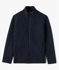 GEMO Sweat zippé à col montant intérieur polaire homme Bleu