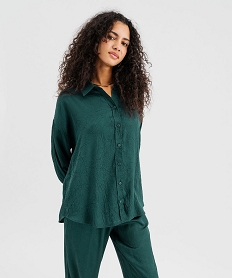 GEMO Chemise en satin froissé femme vert standard
