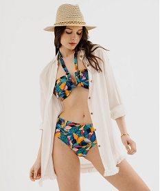 GEMO Veste de plage mi-longue à manches retroussables femme Blanc