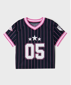 GEMO Tee-shirt de sport à manches courtes et col V fille navy