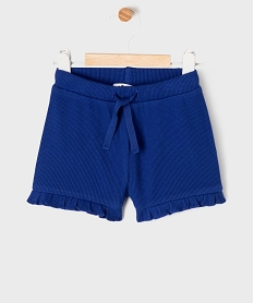 GEMO Short en maille gaufrée avec taille ajustable bébé fille bleu standard