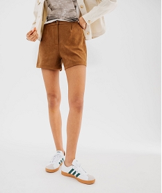 GEMO Short ample en suédine extensible femme marron vif