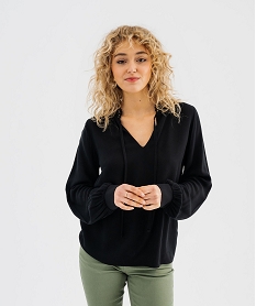 GEMO Blouse fluide avec clous métallique sur le col femme noir standard
