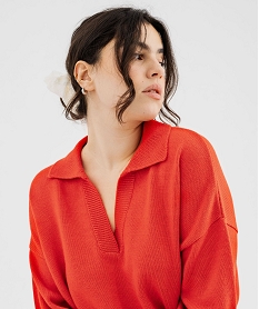 GEMO Pull à col polo femme grand taille rouge standard