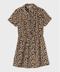 GEMO Robe manches courtes à motifs tachetés fille beige standard