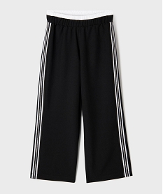 GEMO Pantalon large avec bandes rayées sur les côtés fille noir standard