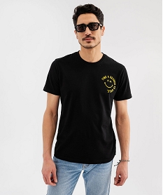 GEMO Tee-shirt manches courtes en coton grand imprimé dos homme - Smiley World noir standard