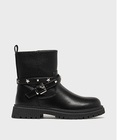 GEMO Boots motardes fourrées à brides cloutées fille noir standard