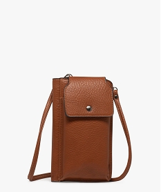 GEMO Pochette téléphone métallisée 2 en 1 femme marron vif