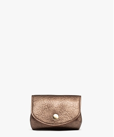 GEMO Porte monnaie sans coutures fermeture pression femme marron fonce