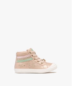 GEMO Chaussures montantes premiers pas à tige métallisée bébé fille - LuluCastagnette Rose
