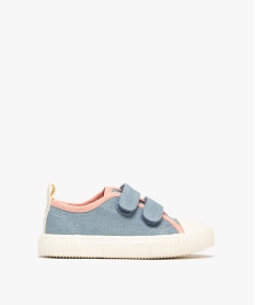 GEMO Baskets basses en toile denim et à scratch fille Bleu