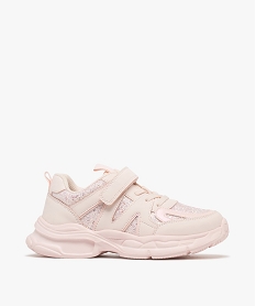 GEMO Baskets basses dad shoes à paillettes fille Rose