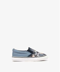 GEMO Baskets basses en toile imprimée à enfiler forme slippers bébé garçon bleu standard